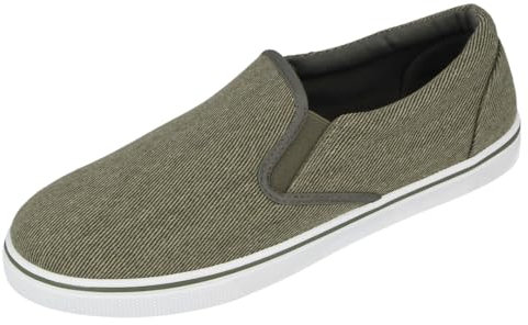 Mens Canvas Mesh Slip On Espadrilles Casual Low Top Plimsoll Trainers Size 7-12 (Khaki, UK Footwear Size System, Adult, Men, Numeric, Medium, 11)