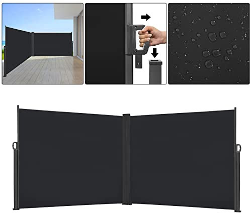 LARS360 Store Latéral Retractable Polyester Paravent Extérieur Rétractable pour Jardin, Balcon, Terrasse (180 x 600 cm, Noir)