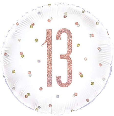 Folien-Geburtstags-Luftballon - 45 cm - 13. Geburtstag - Glitzer-Roségold-Geburtstag