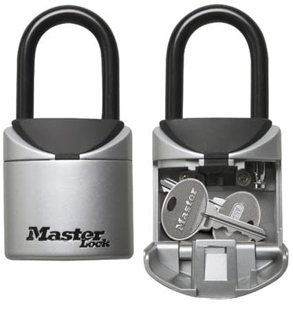 Master Lock Mini Portable Key Safe, 5406EURD, Key Lock Box with Shackle, Gray, 13,5 cm x 7 cm x 3,2 cm
