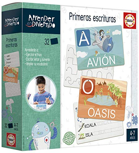 Educa, Aprender es Divertido, Primeras Escrituras, Juego Educativo para niños a Partir de 4 años Donde aprenderán practivando el Trazo escribiendo cenefas, Letras y Palabras, (18700)