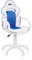 duehome | DRW, Silla Gamer, Silla de Oficina Gaming Estudio o Escritorio, Acabado en Símil Piel Blanco y Azul, Medidas: 46,5 cm (Ancho) x 46 cm (Largo) x 98-109,5 cm (Alto)