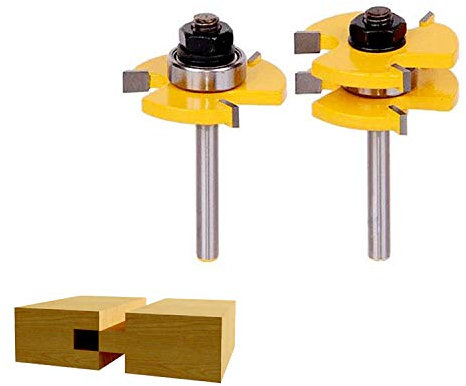 Vlocemon 1/4 Inch Shank Tongue and Groove Router Bit Set