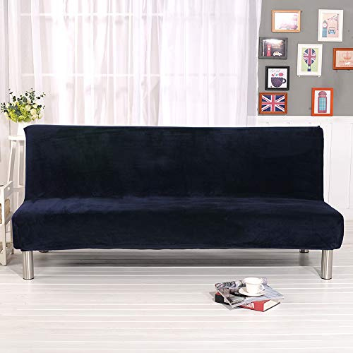 Mingfuxin Armless Schlafsofa-Bezüge,Samt Plüsch Stretch Futon Schonbezug, Anti-Rutsch-Couchabdeckungen Möbelschutz für klappbares Schlafsofa mit 2-3 Sitzplätzen ohne Armlehnen