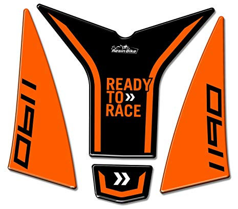 Resin Bike Adesivi Moto Compatibile con KTM 1190 Adventure S 2013-2016. Protezione Codino Moto da Urti e Graffi. Adesivo Resinato con Effetto 3D - Nero e Arancio