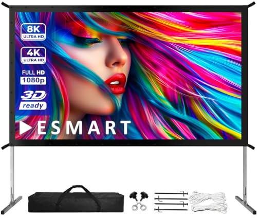 ESMART Professional MIMOBI Faltrahmen-Beamer-Leinwand [Größenauswahl] 319 x 179 cm (144) 16:9 | Heimkino Beamer Projektionsleinwand Outdoor Aluminium Rahmen Leinwand LCD LED
