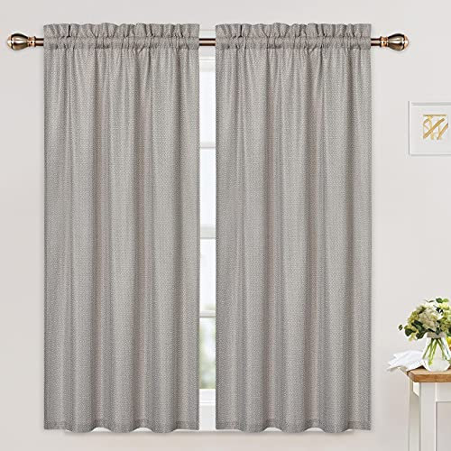 CAROMIO Rideau de Cuisine Court Rideaux de Cuisine Opaques Rideaux de Style Rustique Rideaux occultants Bistro en Polyester pour Chambre, Naturel,2 pièces, L76 x H115 cm
