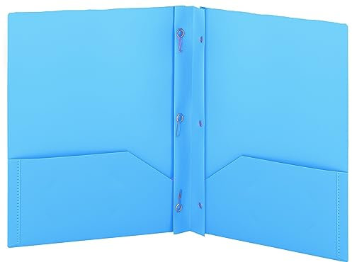 Enday Ordner mit Taschen, Blau, Kunststoff, 2 Fächer, mit 3 Zinken, für Blätter, farbige Poly-Ordner mit Verschlüssen, auch in Lila, Grün, Rot, Rosa und Grau erhältlich, 1 Stück