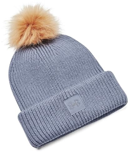 Under Armour Womens Beanies Women's ColdGear® Infrared Halftime Ribbed Pom Beanie, Aup, 1373098-767, OSFM