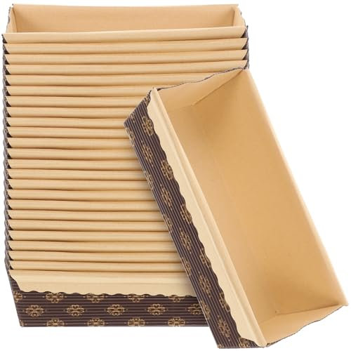 BESTonZON Brotbackformen Tortenformen Papier 25 Papierlaibpfannen Einweg-Loft Backen Bäckerei Gebäck Muffin Pudding Kuchen Backbleche Dessertbecher Für Weihnachtsbrotbäcker Brotformen Papier Brotdosen