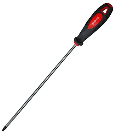 Amtech L0738 Long Reach Screwdriver, PZ2, 325mm, Chrome Vanadium Steel with Magnetic Tip, Non-Slip Soft-Grip Handle