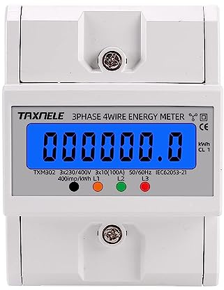 Digitaler Stromzähler, DIN-Schienen-Montage, dreiphasiger Stromzähler, vier Drähte, Wattmeter, Stromverbrauch, elektronisch, Wattmeter kWh 100 A AC 50 Hz 60 Hz LCD-Hintergrundbeleuchtung 380 V