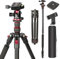ZOMEi 196cm Kamera-Stativ Reise Aluminium Einbeinstativ Heavy Duty Stativ Stand mit 360° Kugelkopf, Tragetasche, Handy-Halter Perfekt für Videoaufnahmen/Selfies/Live Stream/Vlogging(Rot)