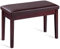 GYMAX Piano Bench with Storage and Padded Cushion, Double Duet Seat, Wooden Legs, PU Leather Keyboard Stool for Kids Adults (Flat Surface+Straight Leg, Brown)