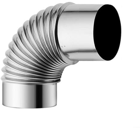 Tubo de codo de acero inoxidable de 90°, tubo flexible de extensión de tubo de horno para chimenea, tubo de chimenea para estufa (80 mm)