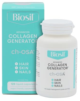 Biosil Collagen Generator - 120 cápsulas blandas - Con el complejo patentado ch-OSA - Genera y protege tu propio colágeno - Libre de OGM - Suministro para 60 días