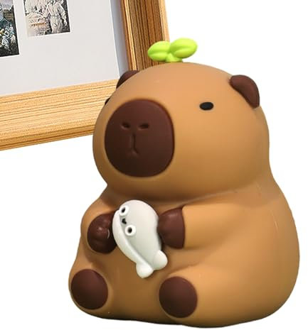 Table Animals, Capybara Figurine Toy in Silicone - Home Decors Soft Capybara Toy for Classroom, Bedside Table, Bookcase, Computer Desk, Dormitory