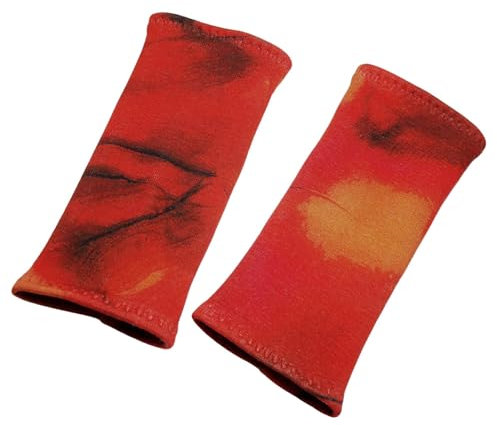 Britta Meier Armstulpen/Pulswärmer (Alpenfleece) in wunderschönen Motiven oder Uni mit Ziernähten für Damen aus meiner Nähwerkstatt in Ostfriesland. (Burning-Rot-Orange)