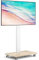 YOMT Supporto TV da pavimento con supporto per TV a schermo piatto/curvo da 32-70 pollici, girevole e regolabile in altezza, supporto portatile per TV su ruote, moderno mobile base in legno bianco,