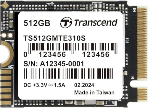 Transcend 512GB MTE310S PCIe 2230 SSD, 3300MB/s für Steam Deck, Surface Pro | Niedrigerer Stromverbrauch, interne NVMe M.2 Gen4x4 SSD für ASUS Ally Mini-PCs
