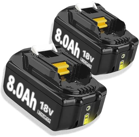 2 Stück 18V 8.0Ah/8000mAh Ersatzakku für BL1860B BL1840 BL1830 BL1860B BL1815 BL1835 BL1860B BL1850B BL1860B BL1845 BL1850 194205-3 LXT-400 with LED Werkzeugakku
