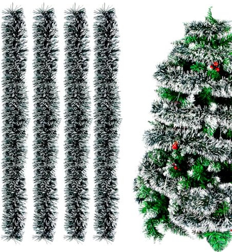 Sprinlot Guirnalda Navidad Verde Oscuro, 8M Espumillón de Abeto, Adorno para Árbol de Navidad