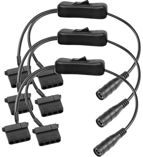 RUNCCI-YUN 3Pack 4pin lüfter splitter auf 12V DC 5.5 mm x 2.1 mm,Molex PC-Lüfter-Netzadapterkabel fan power adapter Molex lüfter kabel,gehäuselüfter splitter with Switch 30cm