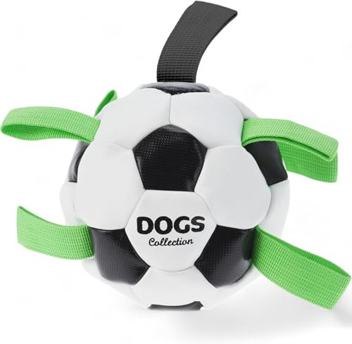 MIJOMA Hundespielzeug Fußball – 15cm Hundefußball mit gewebten Bändern – Ideal für Indoor, Outdoor, Rasen und Schwimmen – Perfekt für Apportier- und interaktive Spiele