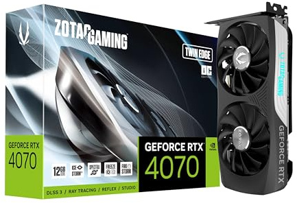ZOTAC Gaming GeForce RTX 4070 Twin Edge OC GDDR6 DLSS 3 12GB GDDR6 192-bit 20 Gbps PCIE 4.0 Compact SFF Gaming Graphics Card, IceStorm 2.0 Advanced Cooling, Spectra RGB Lighting, ZT-D40740H-10M