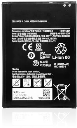 3,85 V 4900 mAh EB-BT575BBE Batteria per Samsung Galaxy Tab Active 3 SM-T575 T575 SM-T570 Sostituzione Battery 18,87 Wh GH43-05039A