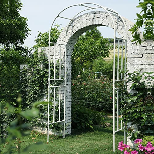 Kletterpflanzen Gartenbogen Höhe 240cm,Rosenbogen Rankhilfe Pergola Laube, Rankbogen Metall Wetterfest Rostfrei,für Terrasse Hinterhof Rasen Dekoration(White,180cm/70in)