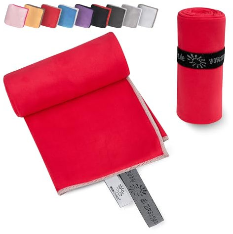 Wowtowelz kompaktes Mikrofaser Handtuch, Reisehandtuch, Sport- Fitnesshandtuch, Strand- Badetuch, leicht u. schnelltrocknend, (Rot, 180 x 110 cm)