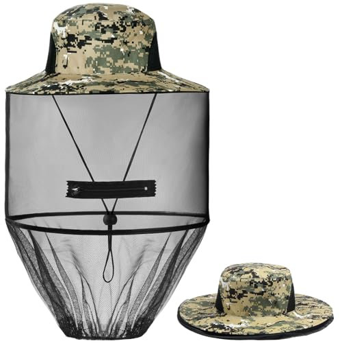AOGOE Moustique Chapeau de Soleil, Chapeau de pêcheur de Protection Solaire, Chapeau Anti Moustique, Chapeau d'apiculteur, TêTe Moustique Net pour Randonnée en Plein Air Camping Jardinage Pêche