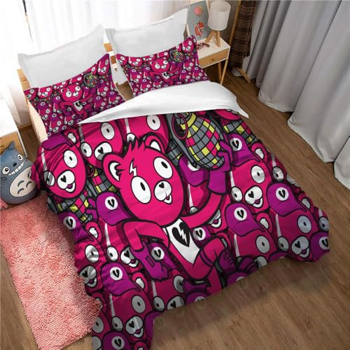 Ste-X Bettbezug-Set, Wendbar, Fortnite-Ladebildschirm, Bettwäsche, Bettbezüge, Kissenbezüge, Leinenoptik, Hochwertige Bettwäsche Mit Hohem Baumwollanteil (FLS 05,220x240cm)