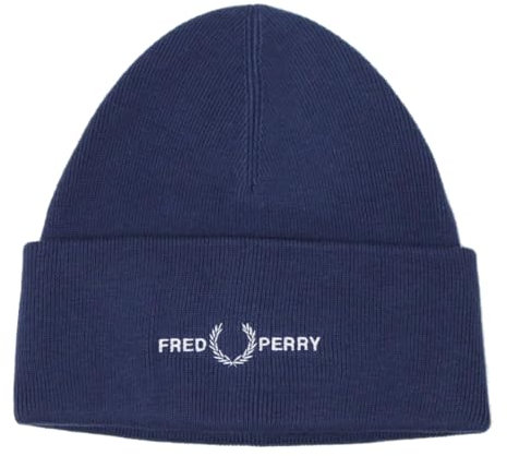 Fred Perry Unisex Beanie C4114 (DE/NL/SE/PL, Alphanumerisch, Einheitsgröße, Blau)