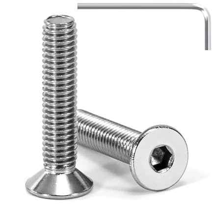 Tunejoy Viti a Testa Svasata M5 x 25 mm Vite a testa svasata Brugola Bulloni in Acciaio Inox A2 V2A Viti a Testa Piatta Norma DIN 7991 con Chiavi a Esagono Filettatura Completa 20 pezzi