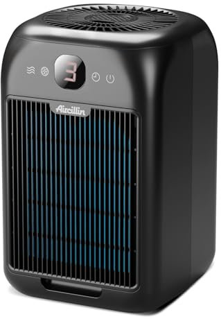 Aircillin Luftreiniger Allergiker mit Aromatherapie, HEPA Luftfilte gegen Schimmel Staub Pollen Tierhaare, Doppelseitiger Lufteinlass zu 99,97% Entfernung bis 0,1 Mikrometer, 25dB, Timer (Black-1PCS)