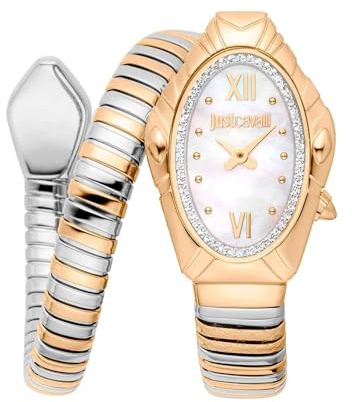 Just Cavalli Damenuhr Analog Quarz mit Edelstahlarmband JC1L357M0055, Antikweiß., Mode