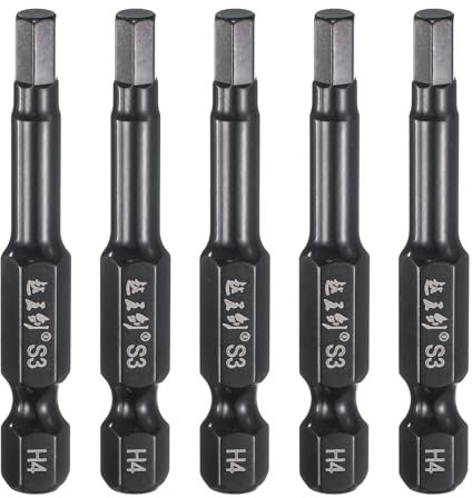 QUARKZMAN 5 Pcs Llave Hexagonal Brocas 4Mm (H4) Métrica 1/4 Hexagonal 2 (50Mm) Longitud Acero S3 Magnético Impacto Controladores Puntas Destornillador Brocass Eléctricas Hexagonales