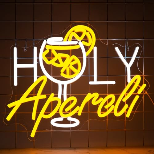 YSUIEC Holy Aperoli Neon Schild, Dimmbare Aperol Spritz Neon Schilder für Wanddekoration, Cocktail LED Lichtschilder für Bar Mann Höhle Schlafzimmer Pub Party Wand Kunst Dekor