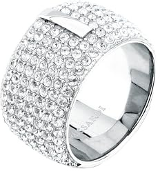 Trussardi Anello Donna in Acciaio, Cristalli a Fascia, Collezione T-ROUND, Idee Regalo Fidanzata