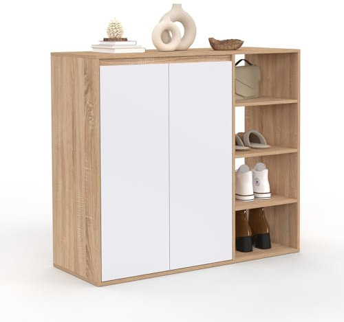IDMarket - Armoire à Chaussures 12 Paires TOMI 2 Portes avec 4 étagères
