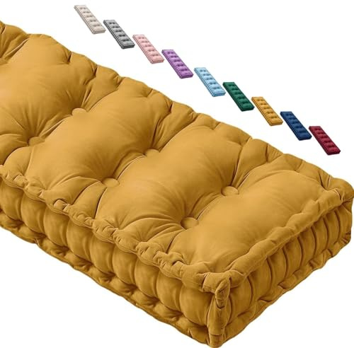 JORTUIO Sitzkissen Bankkissen 80/100/120/140/180x40cm Bankauflage Polsterauflage für Innen Fensterbank oder Bank,Polsterauflagen für Sitzbank Gartenmöbel,Balkonstühle Sitzpolster(Gelb,90x50x10cm)