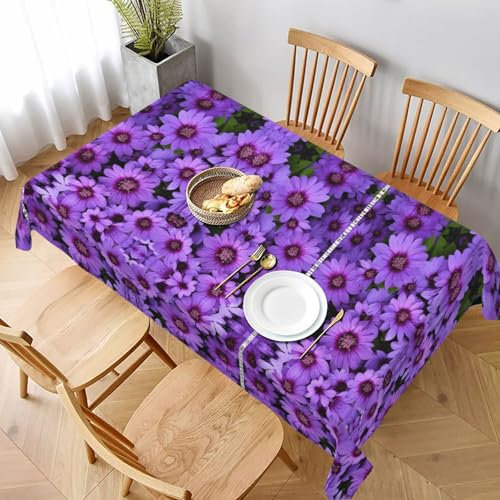 ESNAIUVCD Nappe imprimée fleur de lys violette, 152,4 x 228,6 cm – Tissu texturé résistant aux déversements – Housse de salle à manger et célébrations pour intérieur/extérieur