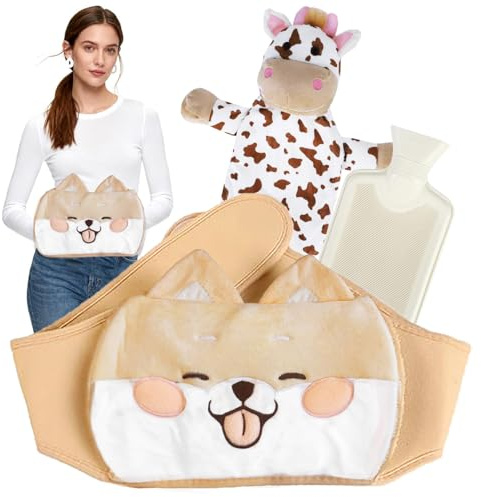 Bouillotte Peluche 2pcs,Bouillotte Ceinture,Bouillotte Eau Chaude,Bouillottes Regles Douloureuses,Bouillote Antifuite pour Enfants,pour Chauffe Main Ventre Cou Thérapie Pied Dos Taille(750ml*2)