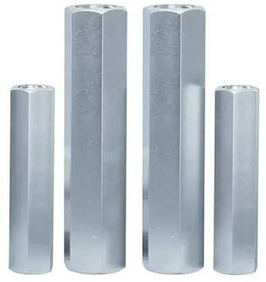 Lange Sechskant-Überwurfmutter, 6 Stück Stangenkupplungs-Sechskantmutter Stahl verzinkt Langes Anschlussgewinde M14, Länge 40 mm - 60 mm(M14x19x60mm)