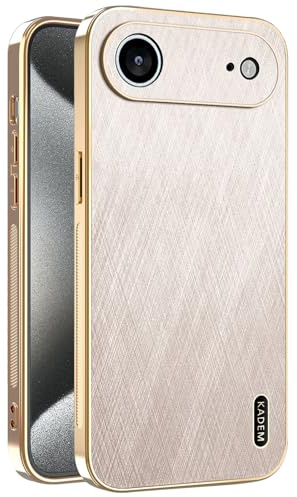 Kainevy Handyhülle für iPhone Air Hülle Leder Silikon, Stoßfest Robuste Kratzfest Schutzhülle Schwarz Matt Goldener Faden Lederhülle Elegante Aesthetic Leicht Dünn Case (Gold)