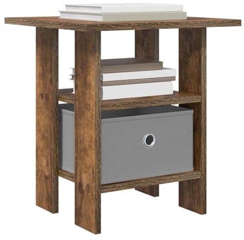 vidaXL Nachttisch 2 pcs Geräucherte Eiche 41 x 40 x 45 cm, Wohnzimmer, moderner Nachttisch, rechteckiger Kleiner Beistelltisch, stylischer Stauraum