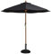 Bolero Parasol rond à poulie de 3 mètres de diamètre, noir, taille : 2,52(H) x 3(Dia)m, mât à 2 poteaux en bois dur Nyatoh, auvent hydrofuge, CB517