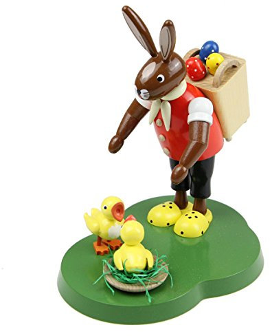 Richard Glaesser Hase Stehend mit Korb, Osterhase aus Seiffen im Erzgebirge, 19 cm groß